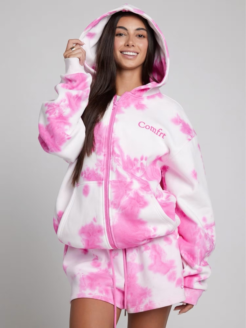 Comfrt Minimalist Zip Hoodie Limited Edition Strawberry Swirl
